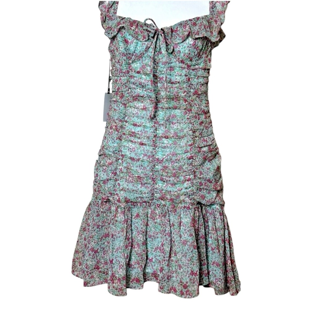 Anthropologie ASTR Dress Ruffle Sleeves‎ & Hem Floral Fitted  Women Size XL